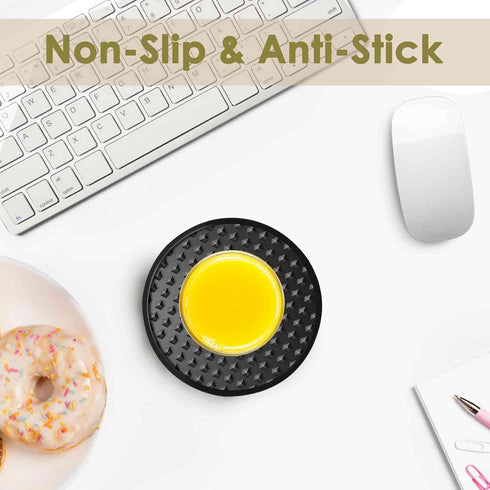 6 Pack Set Silicone Coasters with Holder, Drink Coasters for Hot & Cold at Bar, Desk, Tabletop-Protection, Round Cup