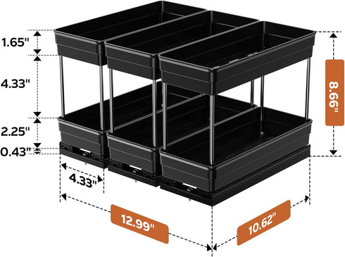 Mystozer 4.33''Wx10.62''Dx8.66''H, 3 Packs -2 Pull Out Spice Rack Organizer for Cabinet, Slide Out Spice Racks