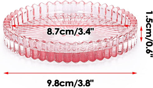 JUXYES 8 Pack Clear Pink Crystal Coasters Round Cup Mat, Glass Coasters for Drinks Coffee Tea Wine, Decorative Wine