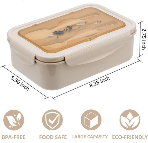 LOVINA Bento Box for Adults and Kids - 1400ML Portable Meal Holder with Spoon & Fork, Leak-Proof, BPA-Free