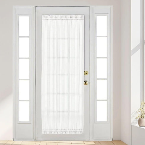Aquazolax Elegant Solid Sheer Patio Door Curtain Panel, 54"x72" Voile Drapery, 1 Piece, Pure White for French Door
