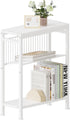 Side Table for Small Spaces, Narrow End Table with Magazine Holder, 2