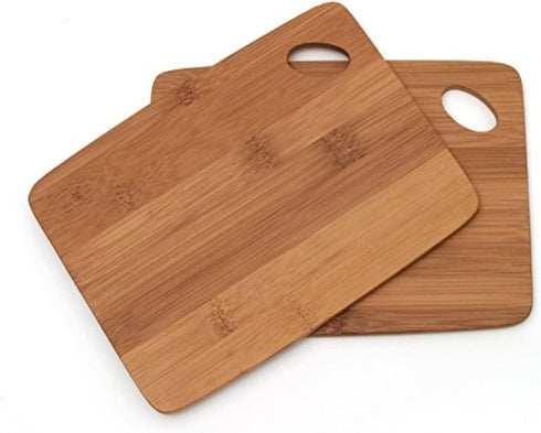 Lipper International Bamboo Wood Thin Cutting Boards Set of 2, 6" x 8" x 0.25", Oval Hole in Corner