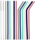 Senneny Set of 12 Reusable Silicone Drinking Straws for 30oz and 20oz - BPA Free with Cleaning Brushes