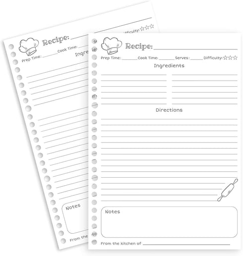 Lubudingjoy Blank Recipe Pages for Removable Blank Recipe Book, 140 Sheets 7"x10" Blank Pages, Recipe Refill Pages for Blank Recipe Book to Write in Your Own Recipes Hold 140 Recipes