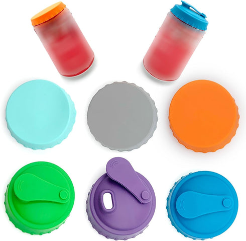 Qgond 6 PCS Silicone Soda Can Lids, Reusable Can Covers in 6 Colors