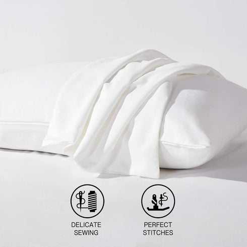 HAPPYMOON Standard Microfiber Pillowcases Set of 2 with Zipper, Soft Brushed White Pillow Covers 20 x 26 Inches for