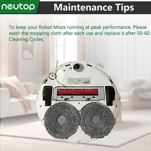 Neutop Replacement Mopping Pads Microfiber Mop Cloths Compatible with Roborock Q Revo, 4-Pack Robot Vacuums Accessories