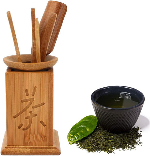 Bamboo Gongfu Set of 6, Chinese Ceremony Accessories with Bucket, Spoon, Scoop, Clip, Tea Gift Set
