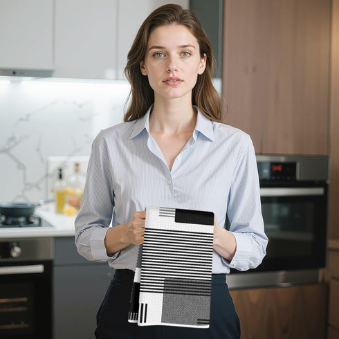 Hanamiya Na 4 Pcs Abstract Black and White Kitchen Towels, Abstract Decor Tea Hand Towel, Microfiber Dish Cloths