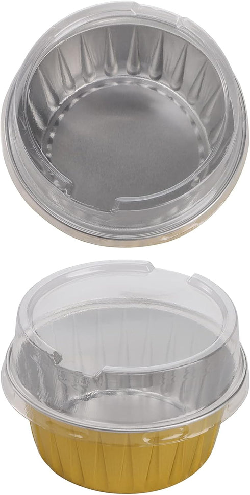 DEAYOU 100-Pack Aluminum Foil Baking Cups with Lids, 5oz Disposable Muffin Cupcake Ramekins