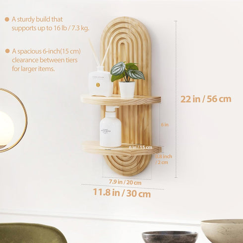 22 11.8 Inches SweetSage Wooden Arched Wall Shelf - Boho Decor Floating Shelves Book Display Rainbow Shelf for Home