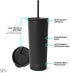 Simple Modern Insulated Tumbler with Lid and Straw, 24oz Iced Coffee Cup, Midnight Black