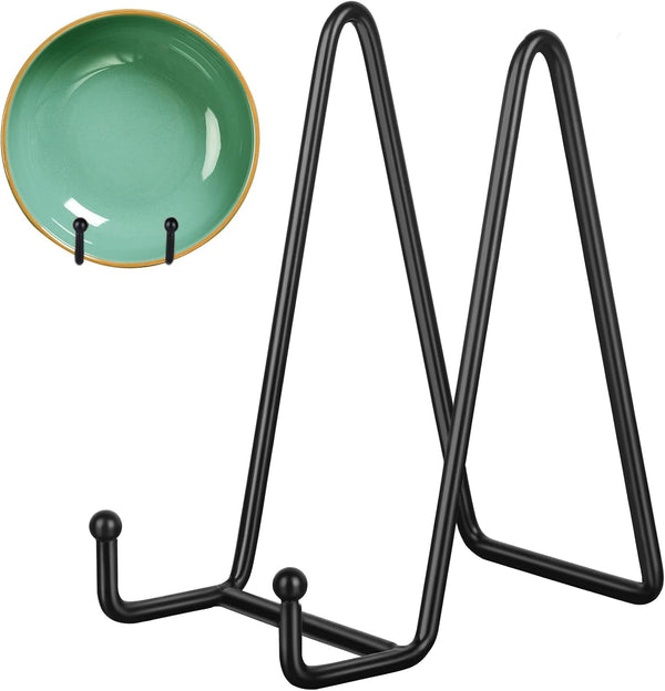 Decolore 6 Inch 5 Pack Black Metal Display Stands for Picture, Decorative Plate, Book, Photo, Artistic Work