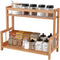 Ufine 2 Tier Bamboo Spice Rack Organizer Kitchen Countertop Storage Shelf Free Standing Holder for Various Bottles,
