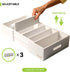 Expandable Kitchen Cabinet Organizer for Food Storage Container Lids, Bamboo Drawer Caddy with Adjustable Dividers