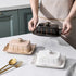 Countertop, Porcelain Butter Dish with Lid for Farmhouse Butter Holder Container with Luxurious Handle, Large Butter