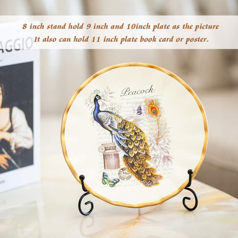 (4 Pack) 8" Black Iron Easel Display Stand for Photo Holder, Cookbooks, Plates, Tablets, Art