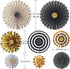 Set of 8 Gold Black Paper Fans Flower for Halloween Party Decorations, black2