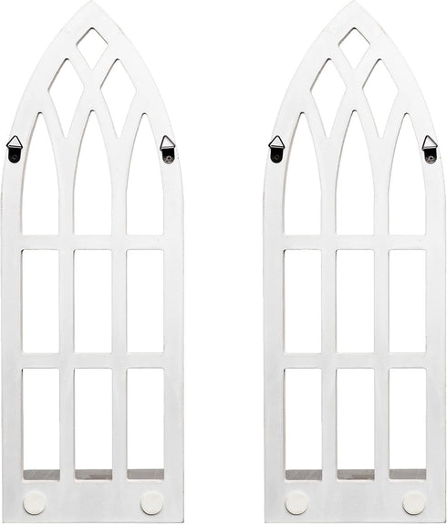 Set 2- HPC Decor Candle Sconces Wall Decor of Handmade Wall Sconce Candle Holder- White Window Shape Wood Wall Home
