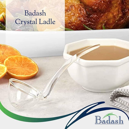 Badash 6" Small Glass Gravy Ladle, Artisan Quality Mouth-Blown Lead-Free Crystal, Clear Serving Utensil