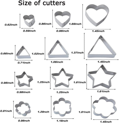 Mini Metal Cookie Cutters Set - 24 Pcs Geometric Shapes Stainless Steel Cookie Biscuit Cutters for Baking