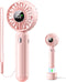 Handheld Fan with Wireless Charging Base, 3 Speeds Portable Fan with Digital Display, 2000mAh Battery Operated (Pink)