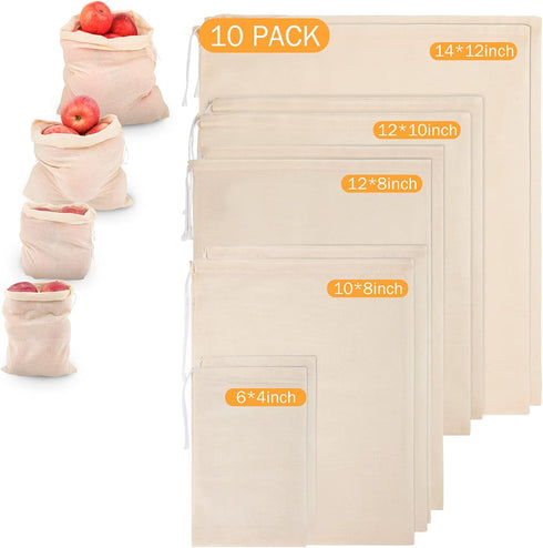 Chielor 10 Pack Nut Milk Bag, Multi-size Fine Mesh Grade Reusable Cheesecloth Bags