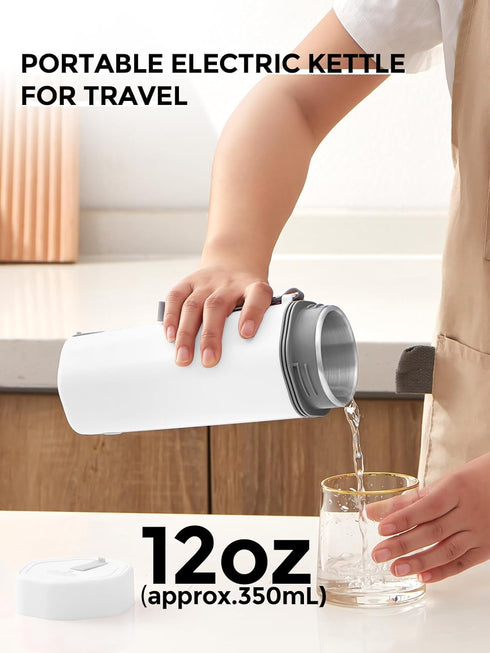 balbali 12oz Travel Kettle - Portable Electric Kettle for Boiling Water - Self Heating Cup/Thermos - Single Size
