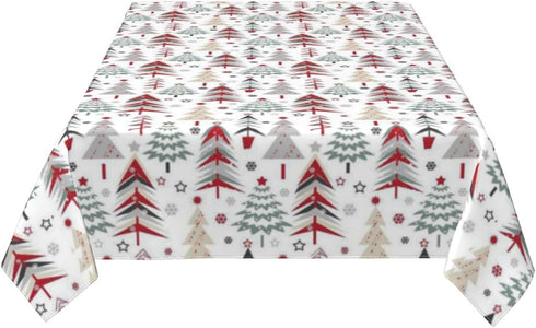 AGAYNA 60x104 Inch Christmas Tablecloth Rectangle Colorful Red Green Christmas Tree Table Cloth,Stain Resistance