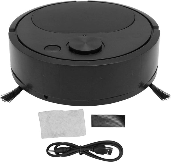 Pwshymi Mini Smart Sweeping Robot Vacuum Cleaner, USB Charging for Wooden Flooring Tile Carpet (Black)