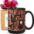 FALJIOK Novelty Library Bookshelf Coffee Mug Gifts for Book Lovers Readers Bookish Writer,