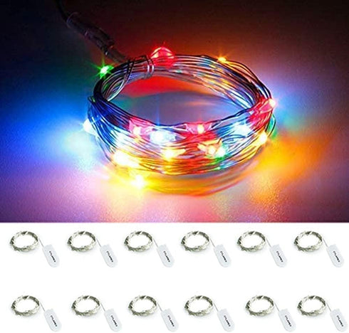 CYLAPEX 12 Pack Multicolor Fairy Lights String Battery Operated Fairy Lights Firefly Lights