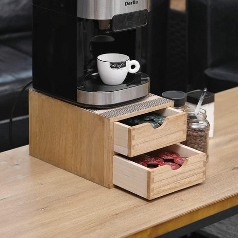 Drawer Holder for Coffee Brew - 2-Tier Kitchen Machine Stand Shelf, Coffee Station and Pod Capsule Storage Organizer