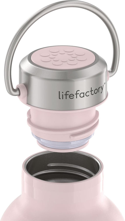 LIfeFactory 16 Ounce Stainless Steel Vacuum-Insulated Sport Bottle, Desert Rose