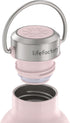 LIfeFactory 16 Ounce Stainless Steel Vacuum-Insulated Sport Bottle, Desert Rose