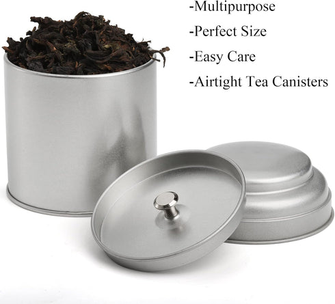Lawei 9 Pack Tea Tins Canister - 8 OZ Round Tin Can Box with Airtight Double Lids for Storage Tea, Coffee, Sugar,