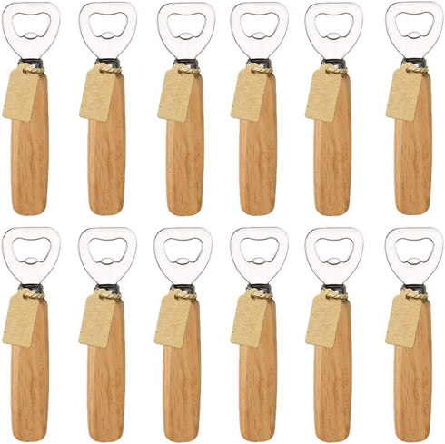 Bartender Bottle Openers, Wood Handle Handheld Beer Bottle Openers, Set of 12