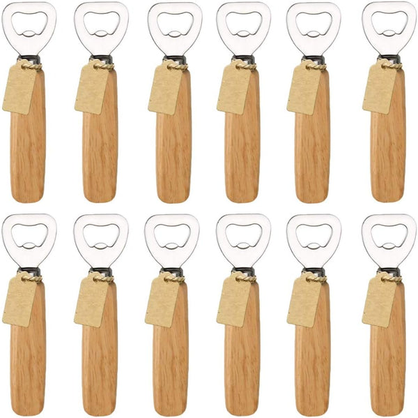 Bartender Bottle Openers, Wood Handle Handheld Beer Bottle Openers, Set of 12