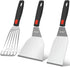 Beijiyi Heavy Duty Stainless Steel Spatula Set, Small Metal Spatula with Silicone Handle for Cooking