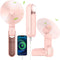 Portable Handheld Fan, 4 IN 1 Personal Foldable Pocket Fan with Power Bank and Flashlight (Pink)