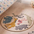 Poowe Rug,47.2" Cute Animals Kids Room Round Washable Area Rugs Rabbit Rug Nursery Rug for Baby Boys Girls Play Mat