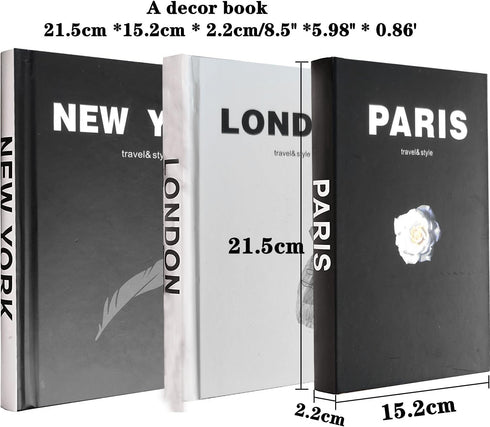 YVPSI 3 Pieces Fashion Decorative BookHardcover Modern Decorative Books Stacked Decorations Decor Books for Home Decor