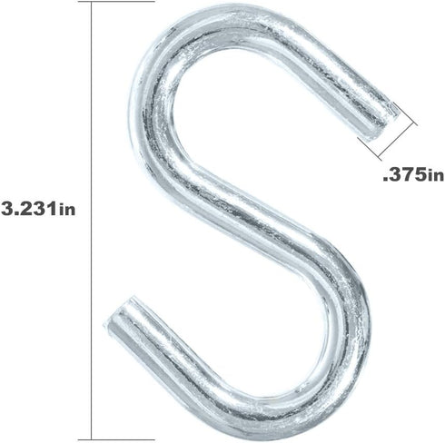 Paracord Planet - 4 Packs S Shaped Hooks, 3/8 Inch Thick, 3 Inches Long