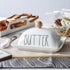 Farmhouse Decorative Kitchen Countertop Butter & Cream Cheese Dish with Lid, White Butter Keeper with Cover