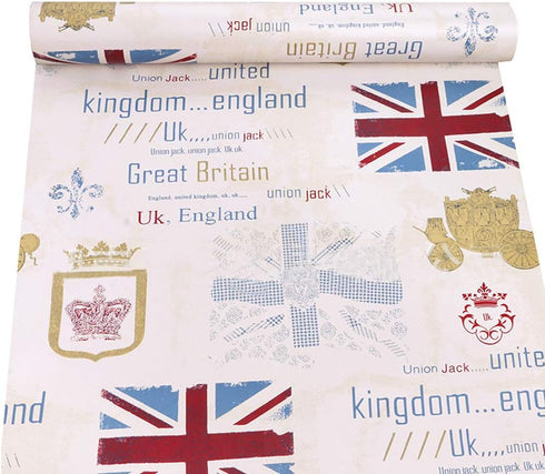 LovingWay Vintage Britan Style Shelf and Drawer Liner - 17.7x177 Inch Waterproof Paper for Home School Desk
