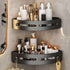 Generic Corner Shower Caddy, Black Wall Mounted Bathroom Storage Rack, Plastic Organizer Shelf