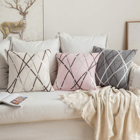 MIULEE Pack of 2 Decorative Throw Pillow Covers, Cute Woven Textured Chenille, 18 x 18 Inch, Beige