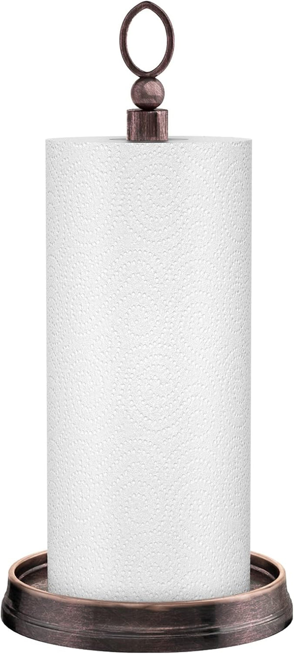 Heavy Weighted Base Steel Paper Towel Holder for Kitchen Countertops, Stand for Standard & Jumbo Rolls (Oil Rubbed
