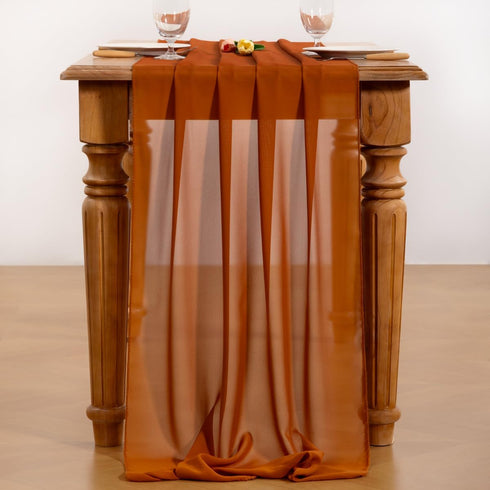 Socomi Terracotta Chiffon Table Runner, Easter Spring Boho Rustic 14ft 29x170 Inches Wedding Runner for Bridal Shower
